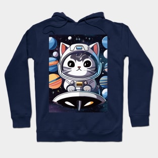 Cosmic Cat: Scottish Gray in Space Adventure Hoodie